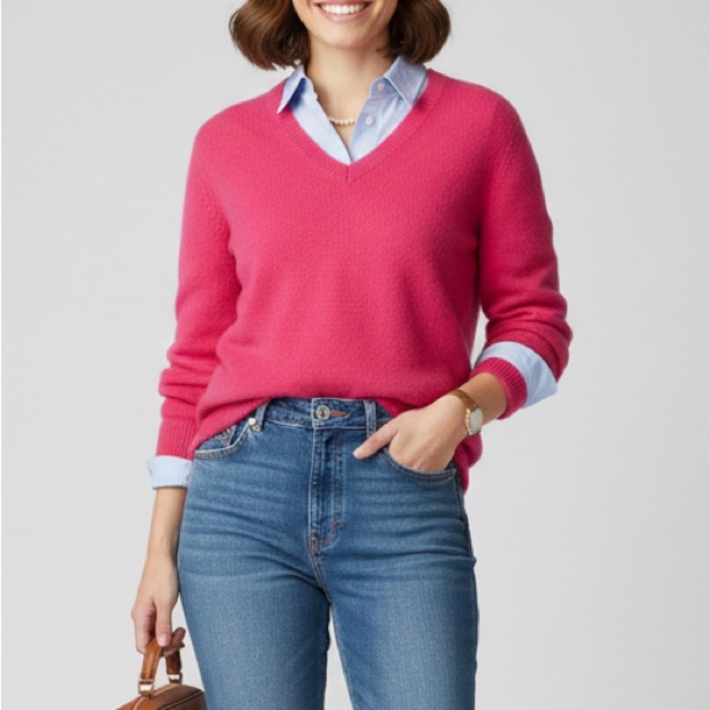 CASHMERE CLUB ROOM V-Neck Luxury Pullover Sweater Long Sleeve‎